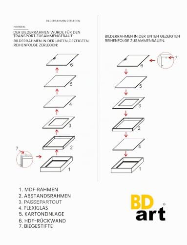 BD ART 50x50 cm groß Box 3D Objektrahmen zum befüllen Bilderrahmen mit Passepartout 40x40 cm Eiche Quadratische tiefer für objekte foto… – Ansicht 6
