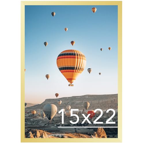 Image of JCJMY 15x22 Picture Frame Gold for Poster Photo Picture, Horizontal and Vertical Formats for Wall Hanging, 15 x 22 inch Wall Gallery Poster Frame for 15 by 22 Photos Posters, Gold