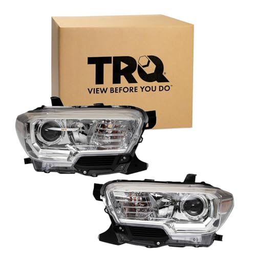 Image of TRQ 2 Piece Headlight Assembly Set Driver & Passenger Side Compatible with Toyota Tacoma 2019-2023 Without Daytime Running Lights with Fog Lights TO2502276 TO2503276 8111004262 8115004262