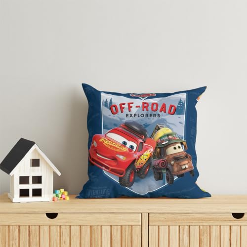 Image of Sassoon Cars Reversible Cartoon Printed Cushion Cover, Blue (Pack of 1)
