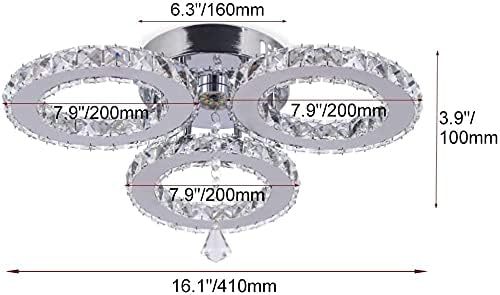 Harpra Moderne Plafondlamp Kristallen Kroonluchter Inbouw Roestvrij Staal Led Hanglampen Armaturen voor Eetkamer Woonkamer Verlichting Lampen Woonkamer (3 Ringen Warm Wit) photo 2