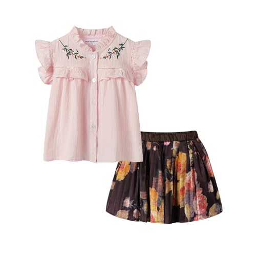 Image of Mud Kingdom Beautiful Girl Skirt Set Floral Ruffle Sleeveless Summer Casual Clothing