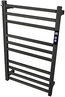 TWCC Heated Towel Warmer Rack for Bathroom, Electric10 Bars Drying Rail, Dryer with Timer/Fahrenheit Display,Plug-in or Hardwired Wall Mounted,Heating Bath Towel Warmly and Dry(Matte Black)