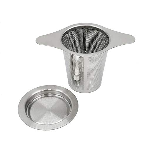 Infuseur à thé en acier inoxydable 304 avec couvercle et deux poignées pour tasses à thé, tasses et théières Cover