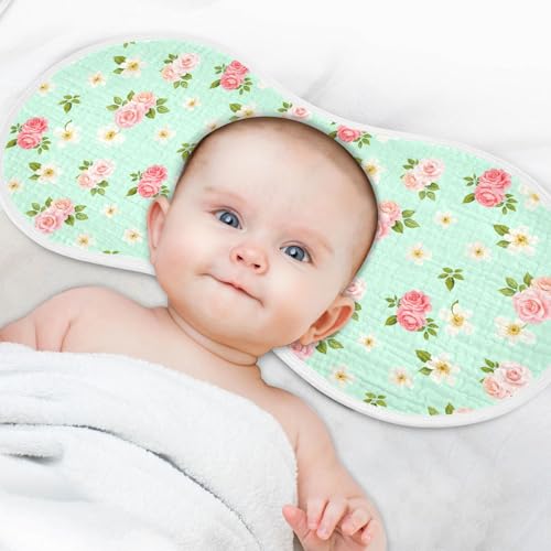 Peach Rose Pattern Muslin Baby Burp Cloths - Super Absorbent and Soft Burping Rags - Cotton Burp Clothes Set for Boys and Girls, 1 Pack4