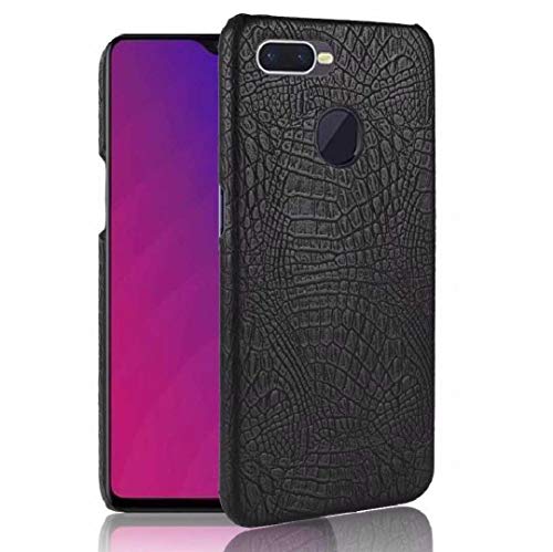 OPPO F9/F9 Pro/A7X Pure Color Case, Layout Crocodilian Touch Cayman Alligator New Slim Cover, DANGE Artificial Light Hard Thin Case For OPPO F9/F9 Pro/A7X Black