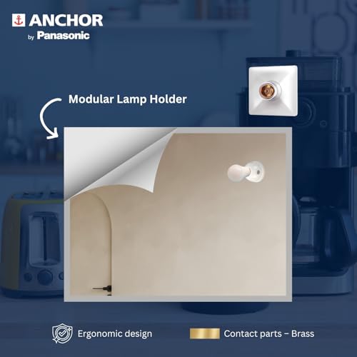 Image of Anchor by Panasonic Modular Bulb Holder Batten Type, ISI Certified, Ideal for Wall Mount - White (Pack of 4)