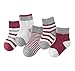 Produktbild DEBAIJIA Baby Kinder Socken 5 in 1 Set Jugendliche Stricksocke Jungen Mädchen Baumwolle Bunt Elastisch Weich Rotwein - L