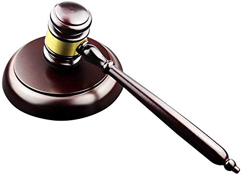 Gavel de madera y bloque redondo conjunto de martillo de madera hecho...