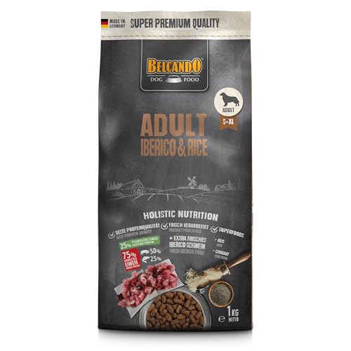 Belcando Adult Iberico & Rice [1 kg] Hundefutter | Trockenfutter für Hunde | Alleinfuttermittel für ausgewachsene Hunde Aller Rassen ab 1 Jahr