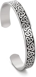 Celtic Knot Bangle Bracelet Mens Cuff Bracelet Celtic Trinity Bracelet Celtic Viking Norse Bracelet Stainless Steel Vintage Cuff Bangle Amulet Bracelet Jewelry Gifts for Men Women