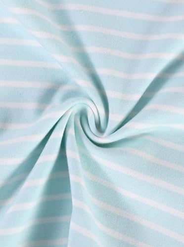 Image of Girls Striped Shirt Flutter Sleeve Top Crewneck Cute Summer T Shirts Casual Tees Blue Stripe 13-14 Years