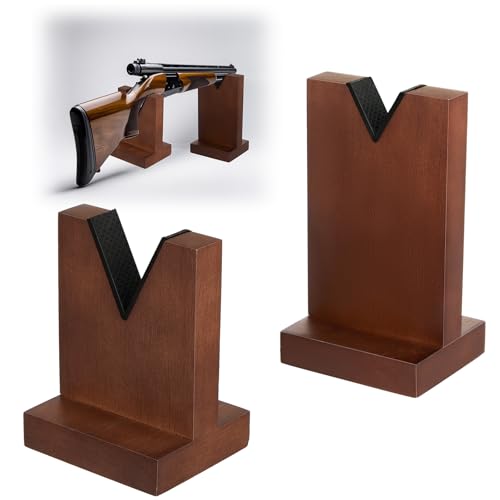 BrightRow Wood Gun Display Stands, V-shaped Top Rustic Wood Display