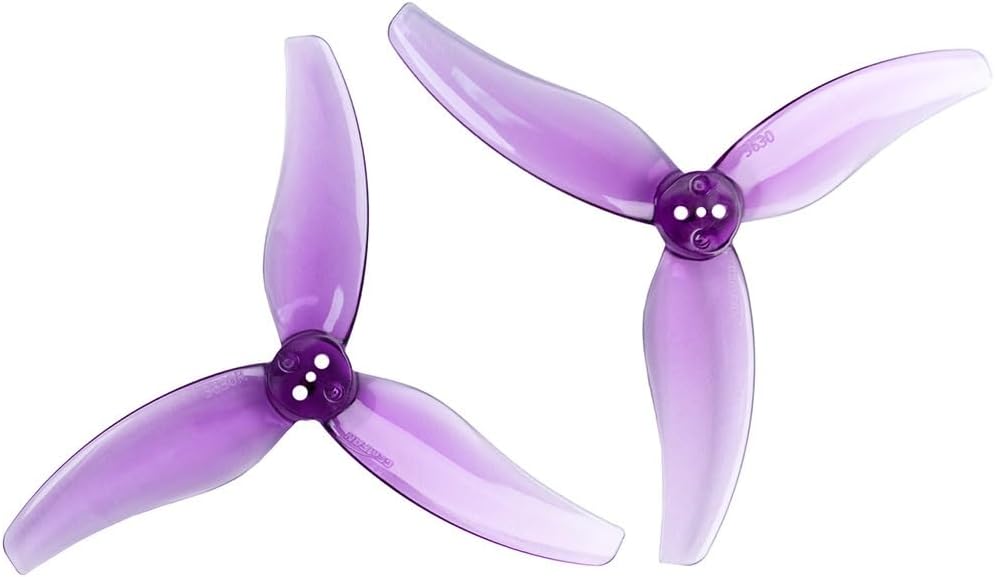 GEMFAN 2 Pairs Hurricane 3630 Propellers 1.5mm T-Mount 3-Blade CW CCW Paddle for RC Drone (Purple)