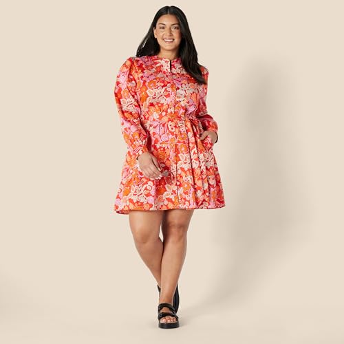 Image of Amazon Essentials Women's Regular-Fit Cotton Sateen Tiered Shirt Dress