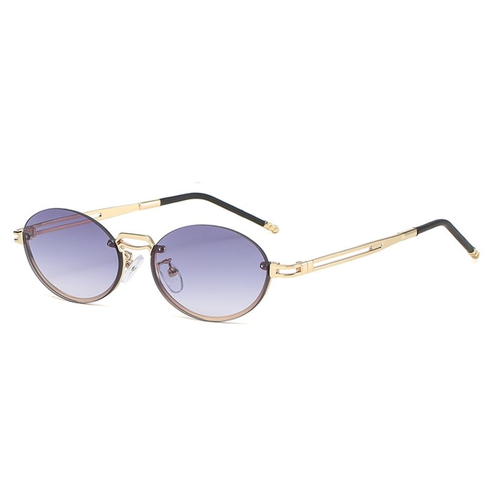 Occhiali da sole vintage piccoli ovali neri sfumati per donna Occhiali da sole Uv400 Tonalità rotonde in lega da uomo