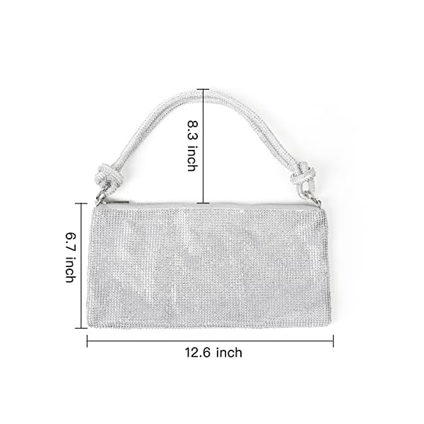 Valleycomfy Chic Rhinestone Purses for Women Sparkly Evening Handbag Bling Hobo Bag Shiny Silver Clutch Purse, Sliver - Image 3