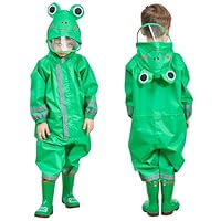 SSAWcasa Toddler Rain Suit, Kids Muddy Play Buddies Waterproof One Piece Hoodie Rain Jacket Coat Poncho Gear Coverall Baby Girl Boy