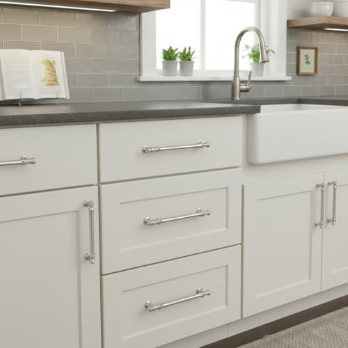 Alzassbg 10 Pack Brushed Satin Nickel Cabinet Pulls, 10 Inch(254mm) Hole Centers Vintage Kitchen Hardware Cabinet Handles AL3085SN by Alzassbg - Image 4