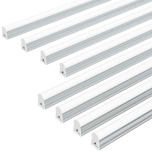 Ensenior 8-Pack T5 LED Shop Lights, 2FT 1000LM 6500K Super Bright White Integrated Single Fixture, 10W Linkable Utility Commercial Lighting for Office/Gym/Garage/Ceiling/Under Cabinet, Plug & Play