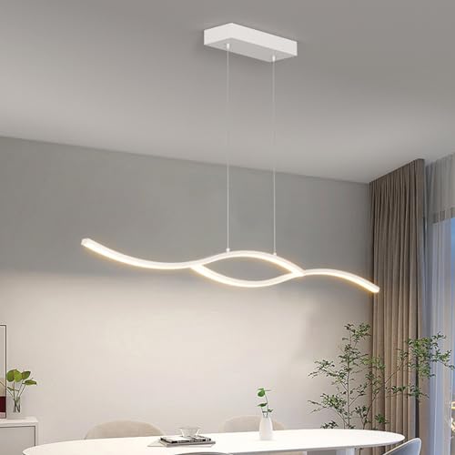 Lustres LED Wave blanc moderne plafonnier réglable avec télécommande pour cuisine - 2