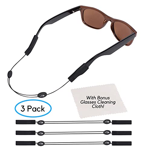 Adjustable Eyeglasses Strap (3 Pack Mountain Style) - No Tail Sunglasses Strap - Eyewear String Holder - With Bonus Glasses Cleaning Cloth - 3 Pack #TOP1