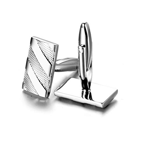 Mancuernillas para Hombre KnBoB Plata Diseño Rayas y Puntos miniatura 2