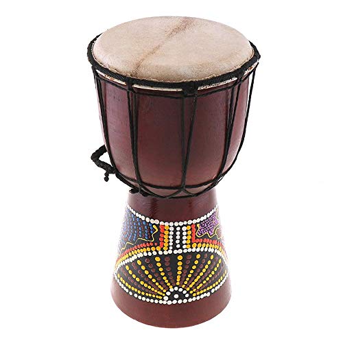Honeytecs 6in Djembe Africano Tambor de Madeira Maciça Esculpida à Mão Instrumento Musical Tradicion