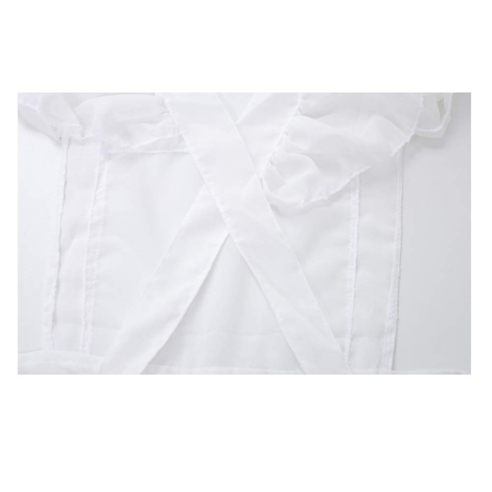 Grembiule da Cameriera Sexy Nero Bianco per Donna, Ragazza, Costume, Cosplay, Vestito da Cameriera, Camera da Letto, Grembiule da casa in Pizzo Traslucido (Bianco)