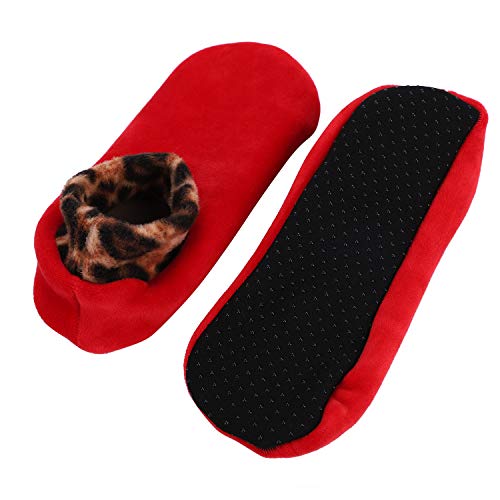 Image of Womens Non Slip Grip Socks Leopard Print Soft Cozy Thick House Indoor Boot Sock Shoes Winter Thermal Fleece Slipper Socks