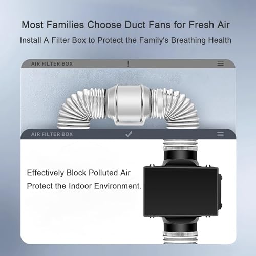 Filtre de purification d'air à 3 couches avec HEPA et carbone haute efficacité, pour ventilateurs de conduit en ligne de 10,2 cm et systèmes d'admission d'air frais