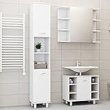 Matériau : aggloméré SKM Ensemble de Meubles de Salle de Bain 3 pcs Blanc Aggloméré