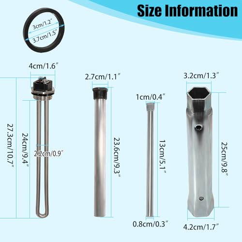 Image of OwnMy 5PCS RV Water Heater Elements with Socket Wrench, RV Water Heater Anode Rod Compatible with Suburban RV Water Heater Parts, Electric Hot Water Heater Element Replacement Kit for RV Campers