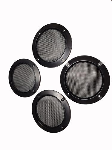 Yuecarcar 4 Inch Car Audio Speaker Cover Mesh Subwoofer Grill Horn Guard Decorative Circle Grille Protector Black 4 pcs Metal Glossy