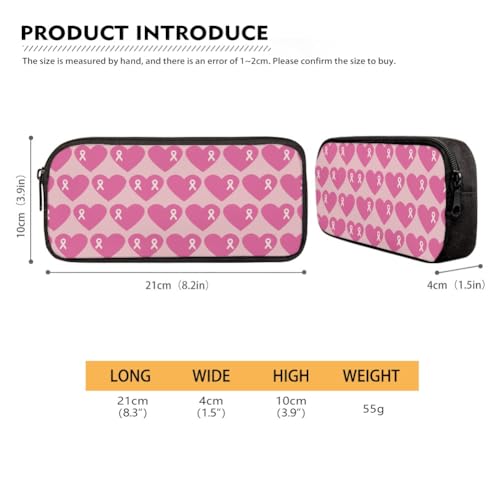Image of Love Heart Breast Cancer Pencil Case for Men Women,Large Capacity Pencil Box for Boys Girls,Pencil Case Pouch with Zipper for School Work Travel