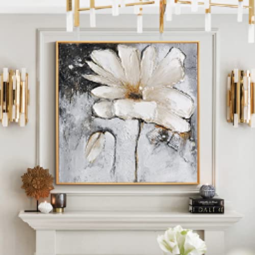 Cuadros de arte de pared abstractos con flores doradas impresas en lienzo 20x20cm