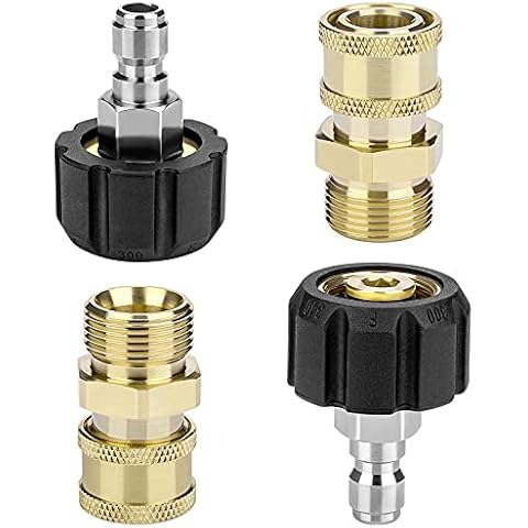 Pressure Washer Adapter Set, 2 Pair M22 Pressure Washer Quick Connect, M22 (M22-14MM) to 1/4'' Quick Connect Couplers, Hose Adapter for Power Washer Hose, 5000 PSI Cover