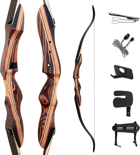 Deerseeker Archery 62' Takedown Recurve Bow Set with Right Hand & Left-Handed Riser Laminated Limbs 20-60 lbs for Adults & Youth, Archery Practice & Bow Hunting (35 lb, Left Hand)