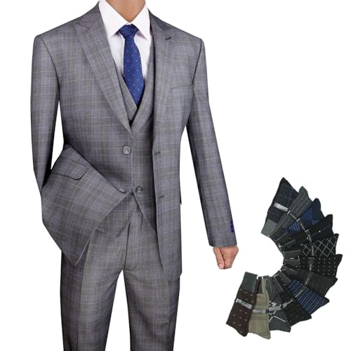 Luxurious Men's 3-Piece Glen Plaid Suit3
