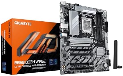 GIGABYTE B860 DS3H WIFI6E Intel Core Ultra (Series 2) LGA 1851 Motherboard, ATX, DDR5, 3X M.2, PCIe 5.0, USB-C, WIFI6E, 2.5GbE LAN, EZ-Latch
