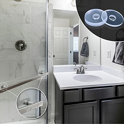 3/4 Inch Clear Vinyl Replacement Washer Flat Washer Gasket 1/16 Inch (2 Mm) Thickness Washer Spacer For Glass Shower Door Handles/Towel Bars, 3/4 Inch Standoff Cap Assemblies (20 Pieces) #TOP5