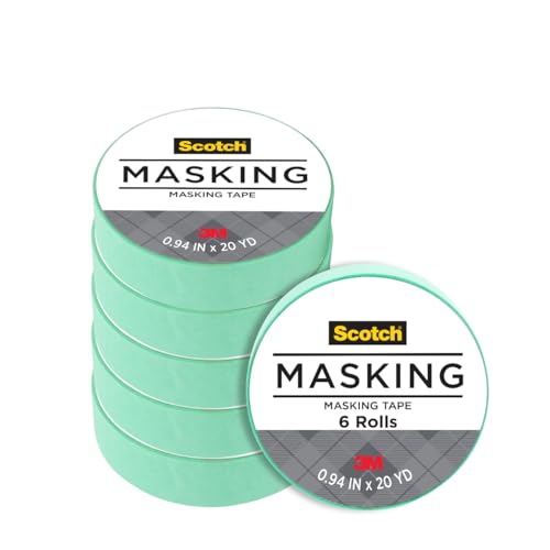 Scotch Expressions Masking Tape, .94 in x 20 yd, 6 Rolls, Mint Green