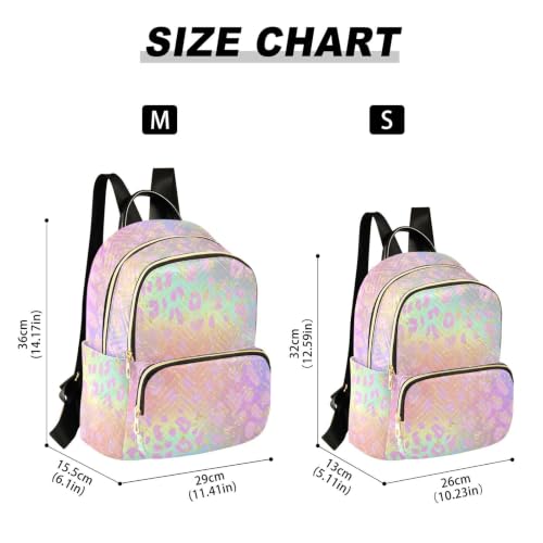 Image of ALAZA Rainbow Leopard Print with Gold Medium Backpack Purse for Women Travel Bag Fashion Daypack Back Pack Shoulder Bag