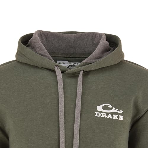 Drake Waterfowl Men's Logo Hoodie – Midweight Cotton-Poly Fleece Pullover with Jersey-Lined Hood2
