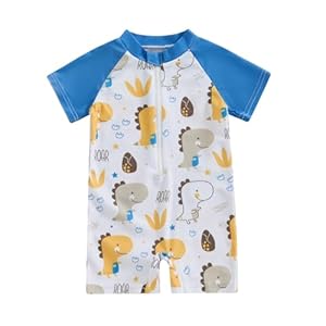 Baby Boy Swimsuit Toddler Boys Bathing Suit Infant Boys Zipper One Piece Short Sleeve Swimwear Beach Sunsuit