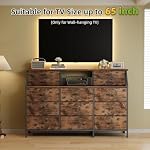 COTUBLR Dresser for Bedroom with 13 Drawers, 55” Wide Chest of Drawers, Fabric Dresser with 2 Wooden Shelves, Storage Organizer Unit with Fabric Bins for Bedroom, Living Room, Hallway, Rustic Brown