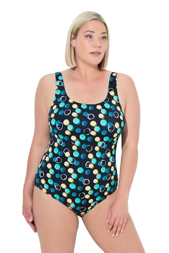 Ulla Popken Damen Badeanzug Alice, Dg, Bubbles Bikini Set, Schwarz, 50-52 EU