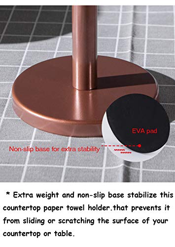 Mornenjoy Modern Stand Up Paper Towel Holder,Single Tear Papertowel Roll Stand With Stable Wide Base,Paper Towel Dispenser For Kitchen Countertop/Dinner Table/Bathroom (Round Head,Copper) #TOP5