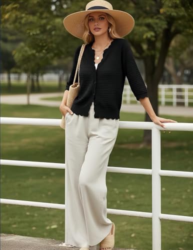 Image of GRACE KARIN Womens 3 /4 Sleeve Cardigan Sweater, Lightweight Cropped Cardigan Trendy, Dressy Casual Crochet Bolero Shrugs