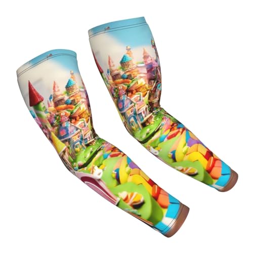 LIXLZH Candy Paradise Print Manguitos brazo hombres y mujeres mangas mangas mangas deportivas running ciclismo senderismo blanco talla única blanco talla única, Color blanco., Talla única